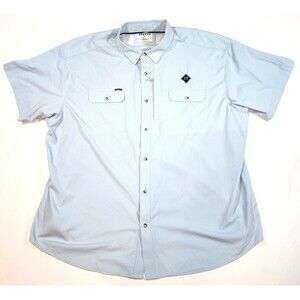 Poncho Men's 3XL Regular Fit Light Blue Magnetic JPI Embroidery Button Up Shirt